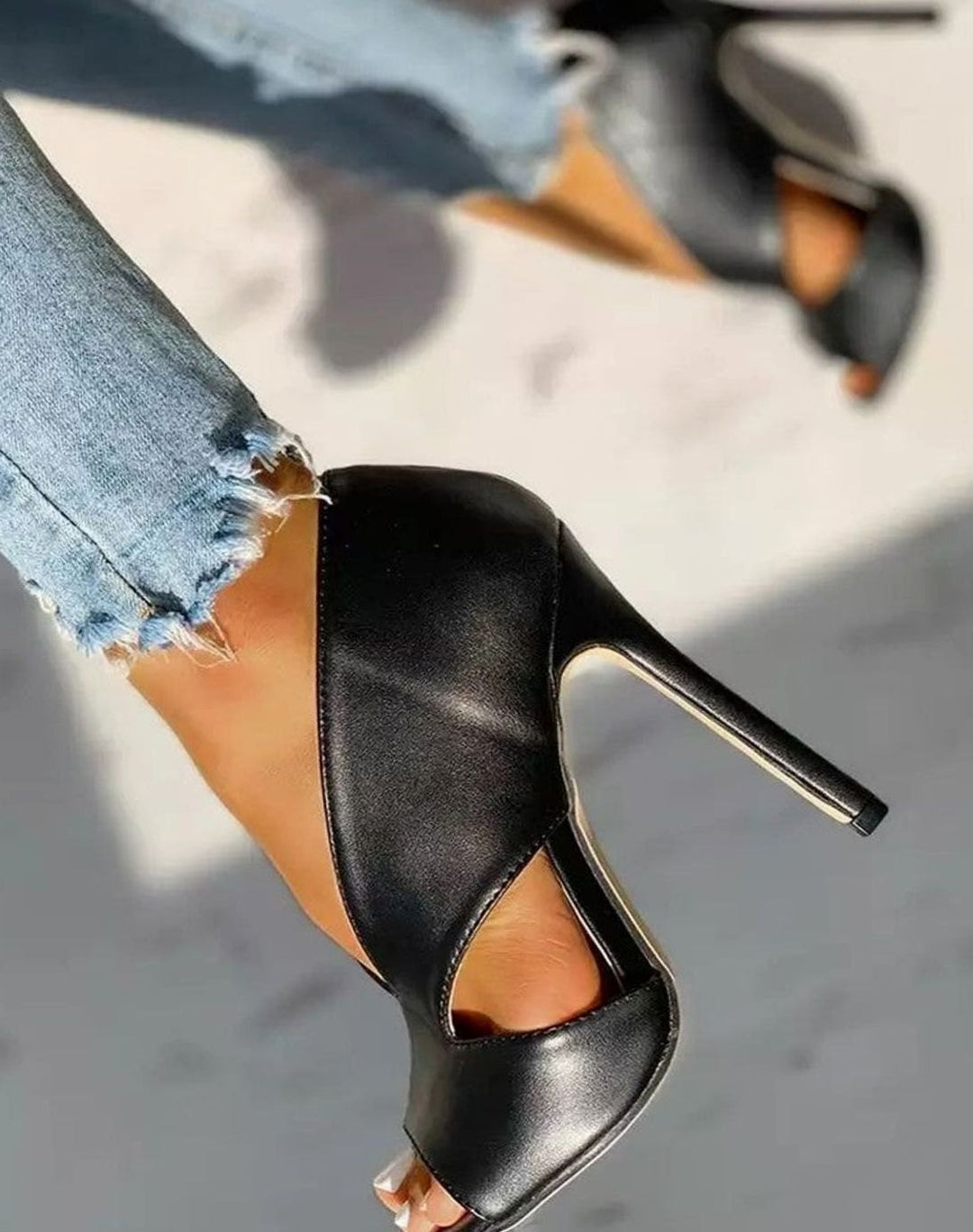 Women's Peep-Toe Cut-Out Stiletto Heeled Sandals