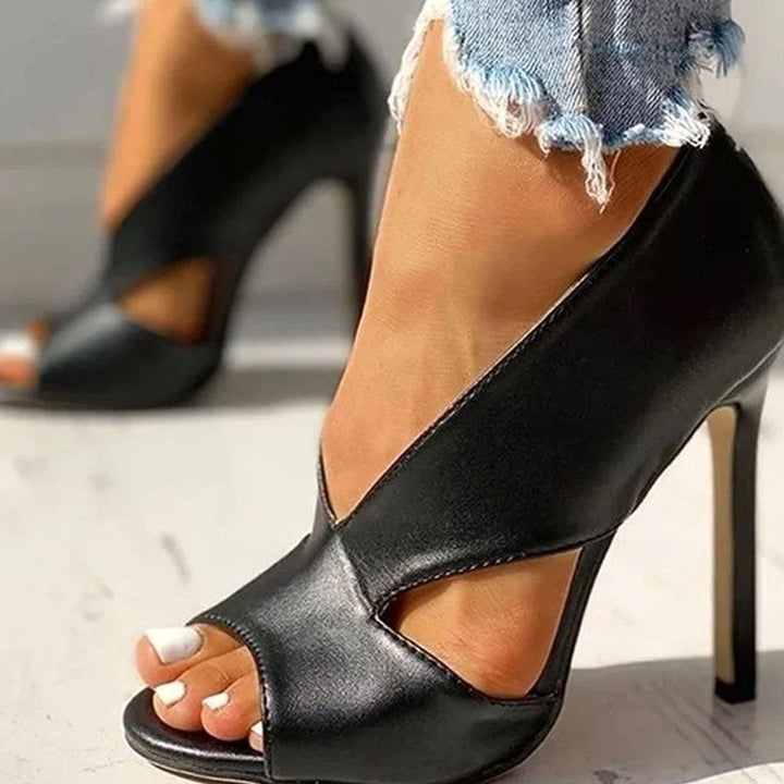 Women's Peep-Toe Cut-Out Stiletto Heeled Sandals