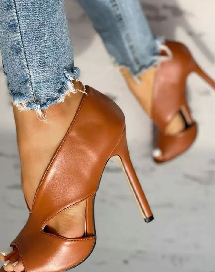 Women's Peep-Toe Cut-Out Stiletto Heeled Sandals