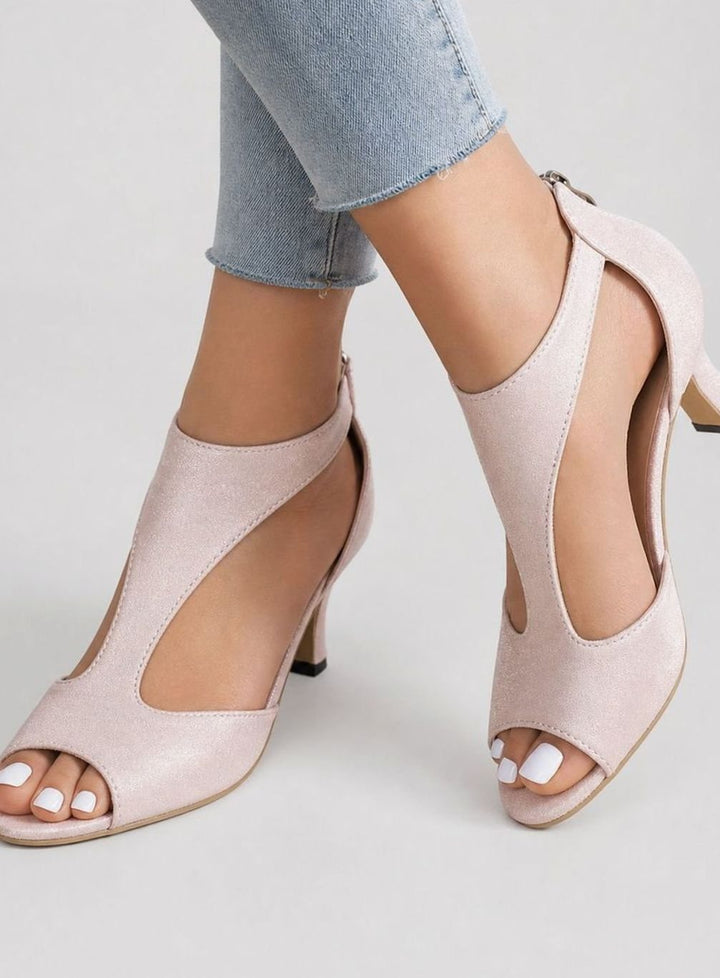 Women's Peep-Toe Cutout Block-Heel Suede-Look Ankle Boots