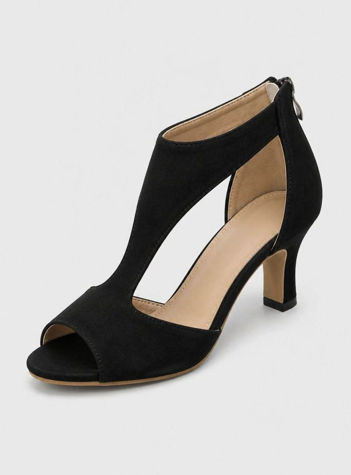 Women's Peep-Toe Cutout Block-Heel Suede-Look Ankle Boots