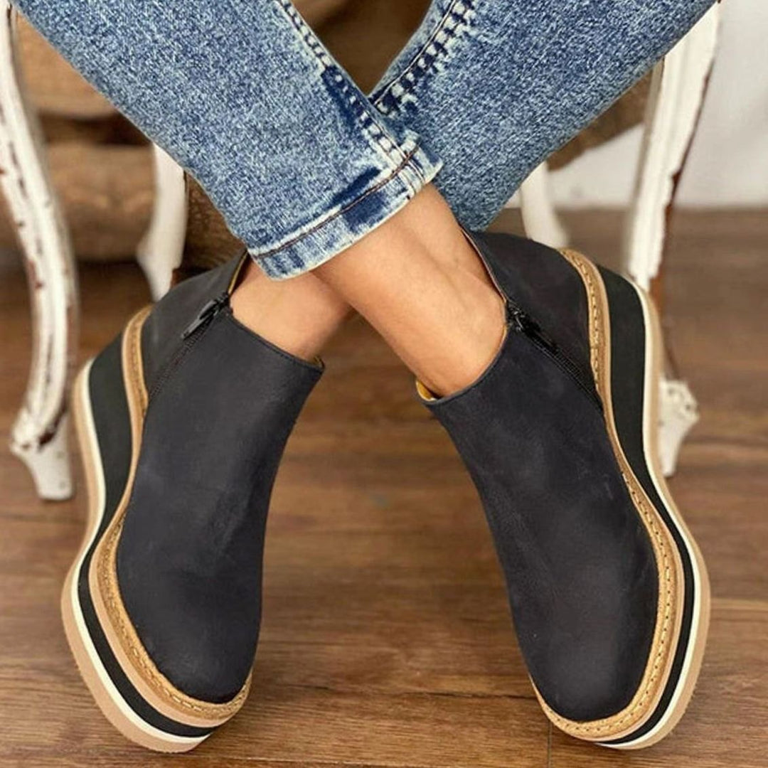 Women's Platform Wedge Zip-Up Ankle Boots