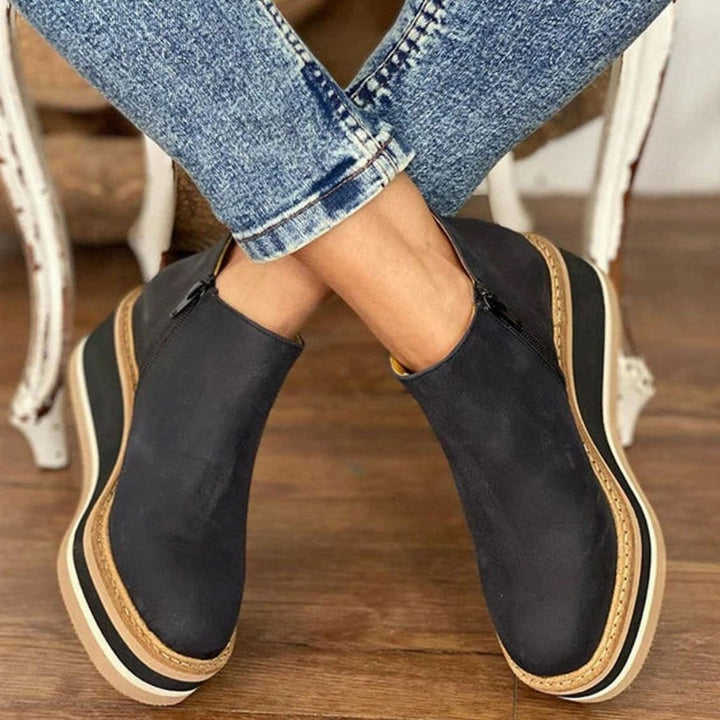 Women's Platform Wedge Zip-Up Ankle Boots