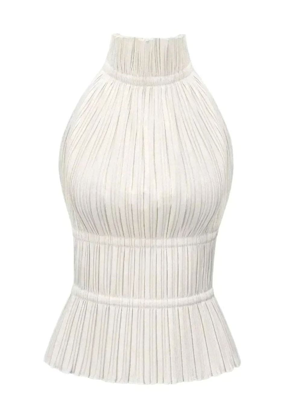 Women's Pleated Roll-Neck Backless Halter Neck Top