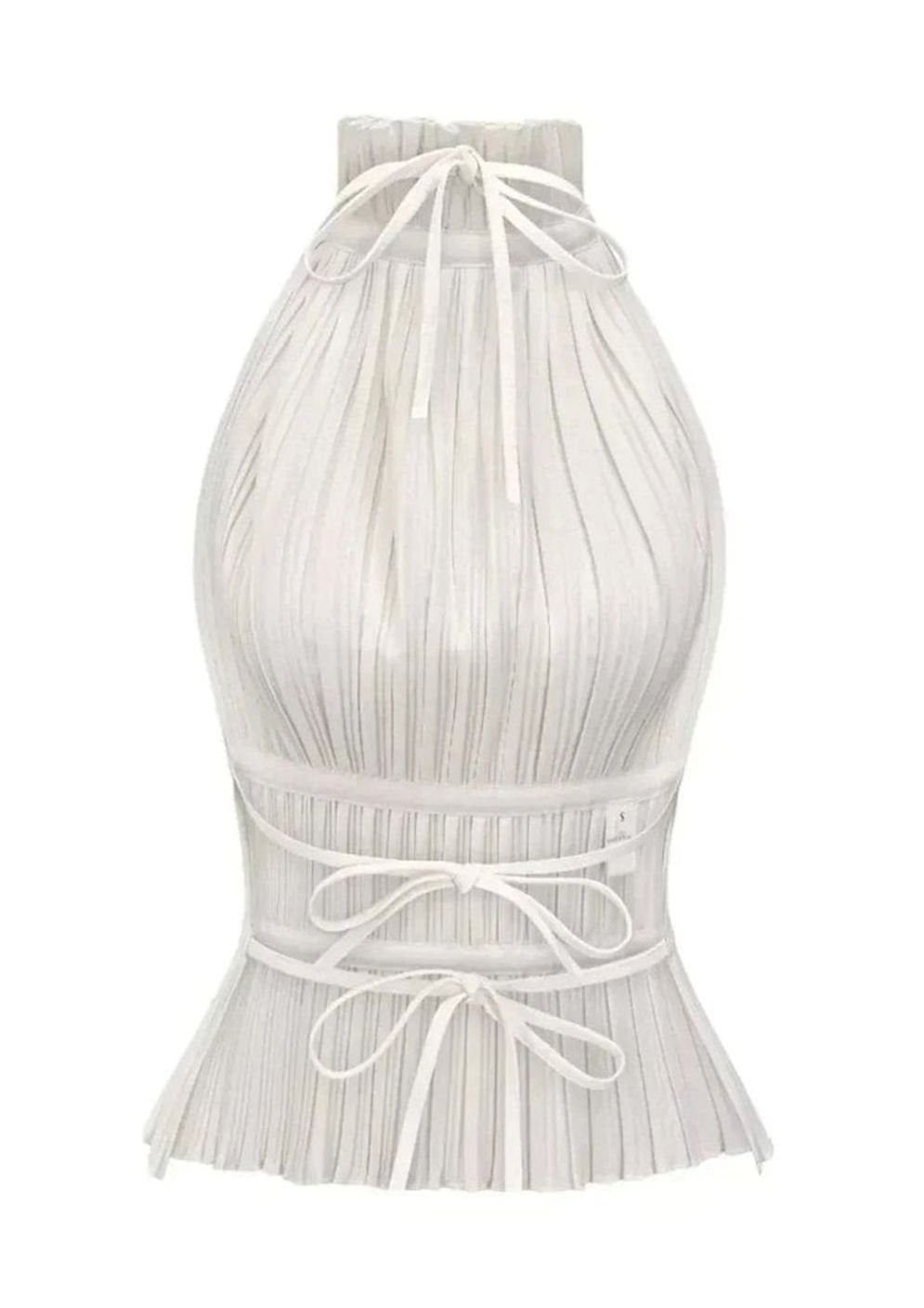 Women's Pleated Roll-Neck Backless Halter Neck Top