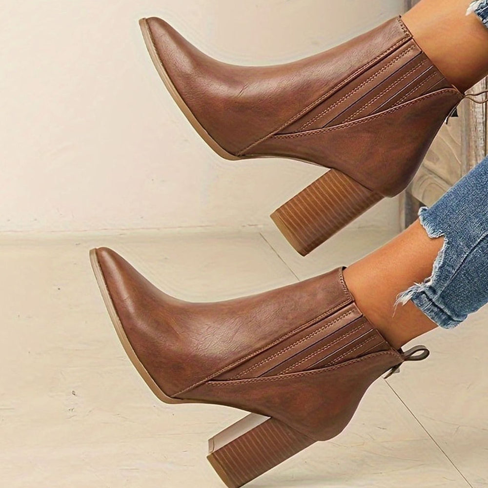 Women's Pointed-Toe Block-Heel Chelsea Ankle Boots