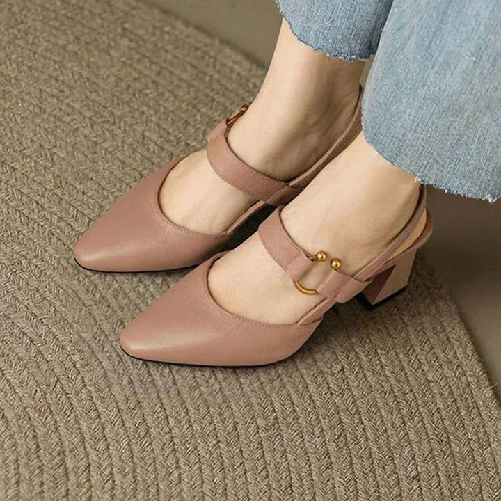 Women's Pointed Toe Block Heel Slingback Sandals