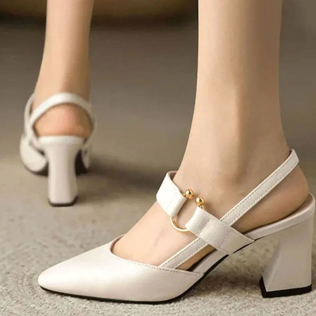 Women's Pointed Toe Block Heel Slingback Sandals