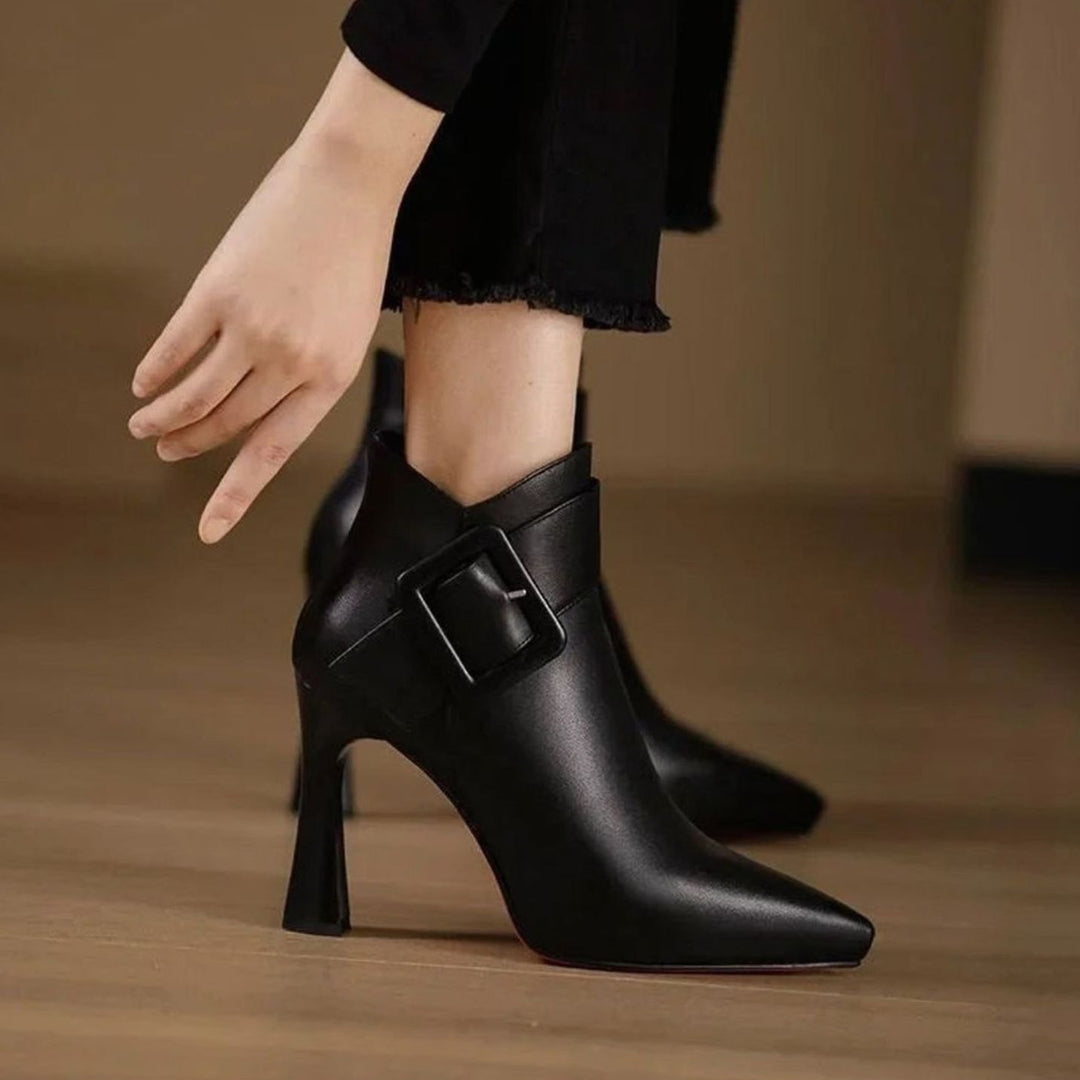 Women's Pointed-Toe Buckle-Strap Stiletto Heeled Ankle Boots
