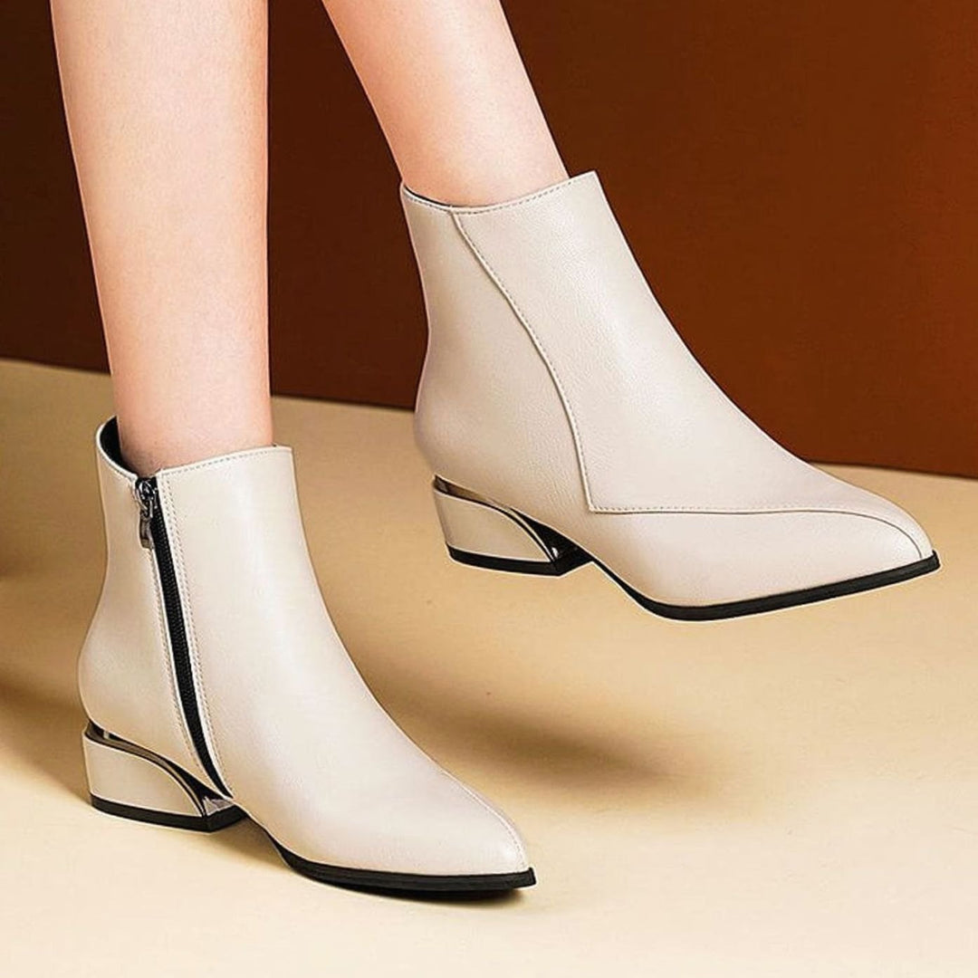 Women's Pointed-Toe Low-Heel Side-Zip Ankle Boots
