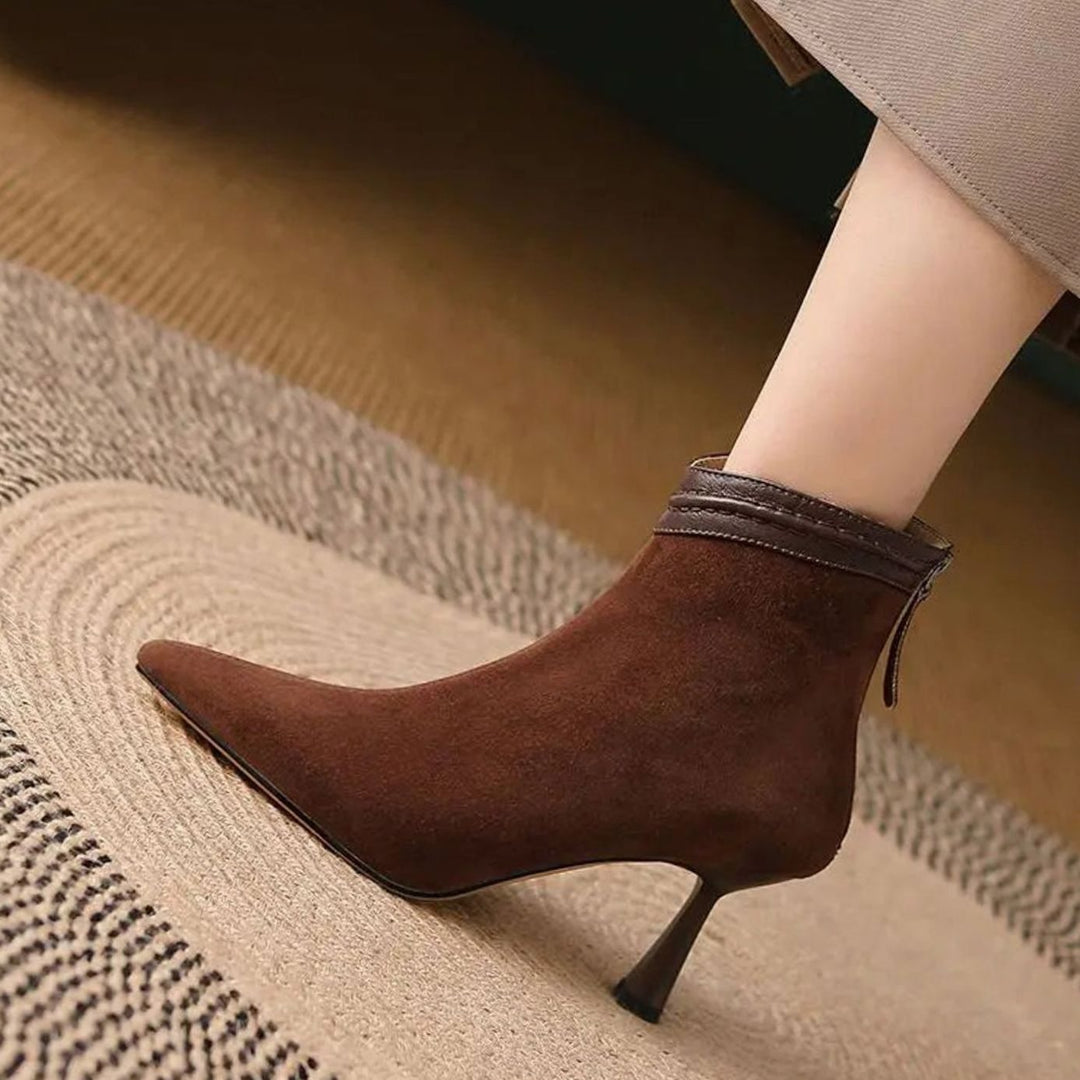 Women's Pointed-Toe Stiletto Heel Suede Ankle Boots