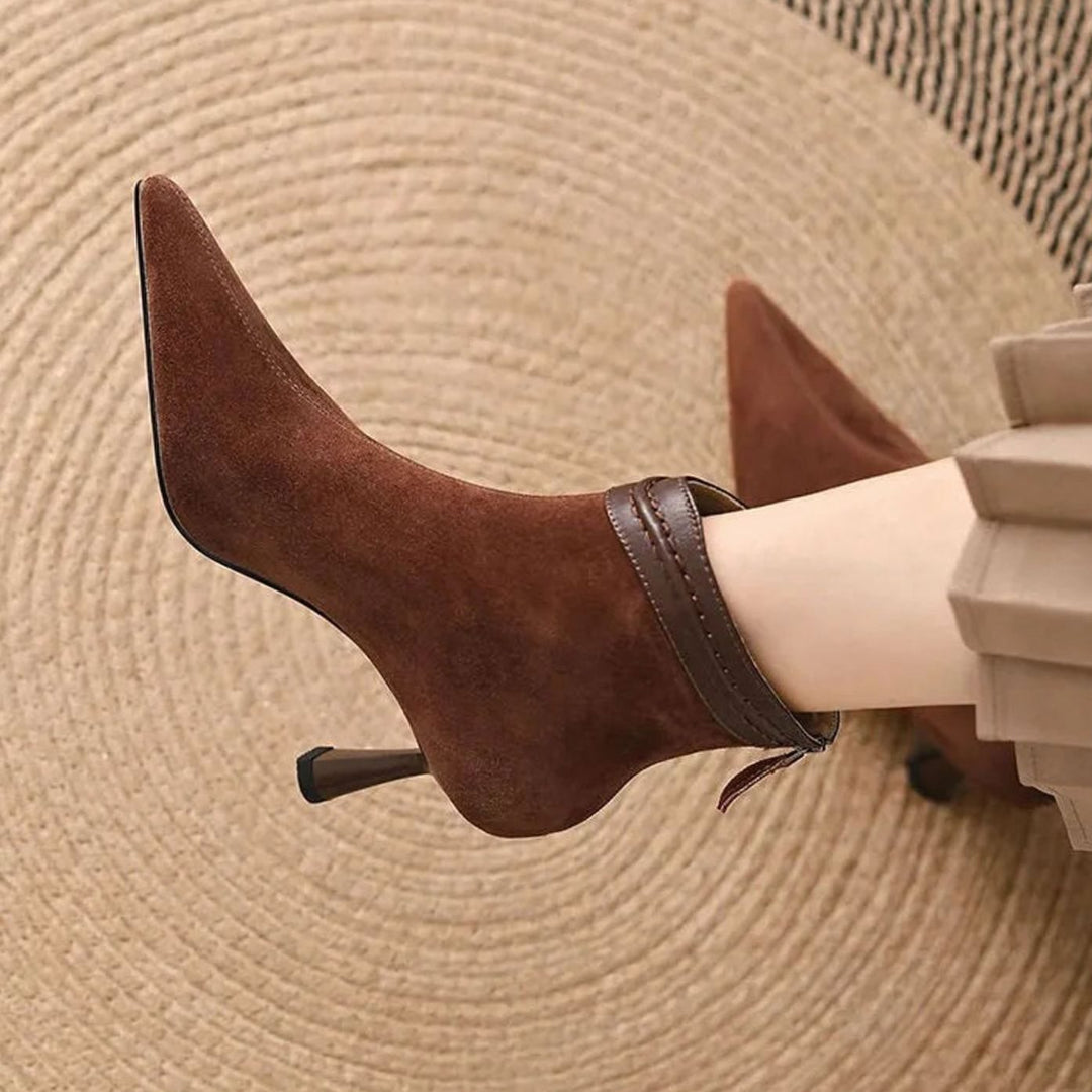Women's Pointed-Toe Stiletto Heel Suede Ankle Boots