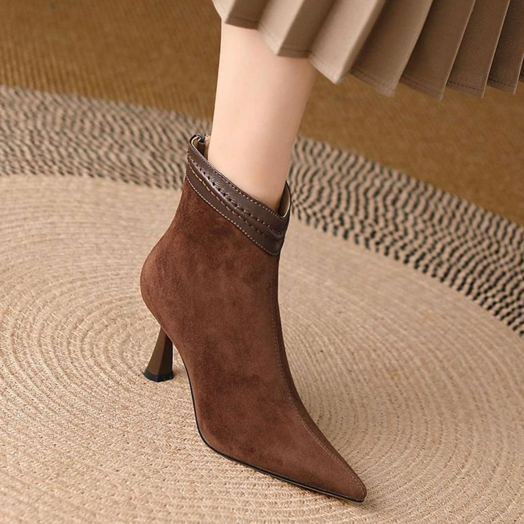 Women's Pointed-Toe Stiletto Heel Suede Ankle Boots