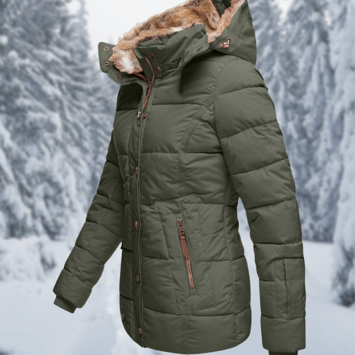 Women's Quilted Faux-Fur Hood Puffer Winter Jacket