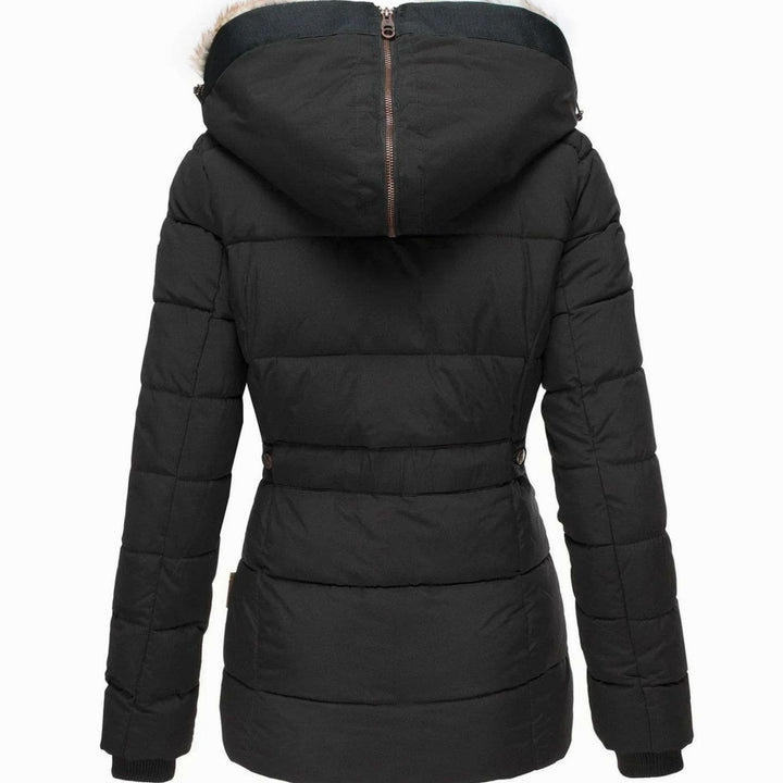Women's Quilted Faux-Fur Hooded Slim-Fit Winter Puffer Jacket