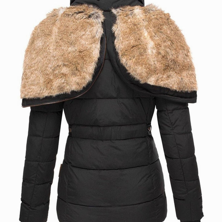 Women's Quilted Faux-Fur Hooded Slim-Fit Winter Puffer Jacket