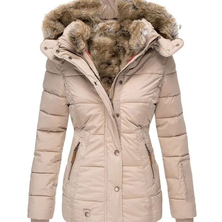 Women's Quilted Faux-Fur Hooded Slim-Fit Winter Puffer Jacket