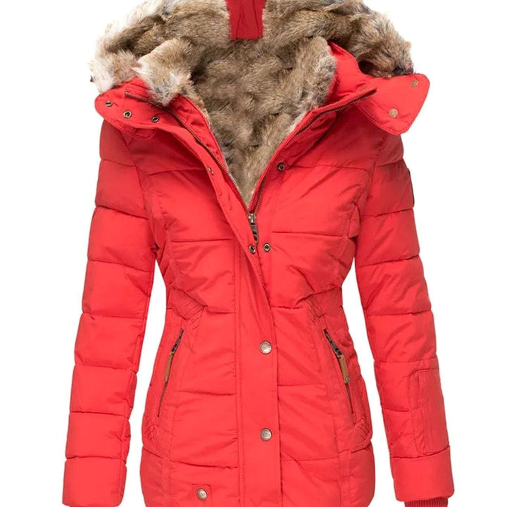 Women's Quilted Faux-Fur Hooded Slim-Fit Winter Puffer Jacket