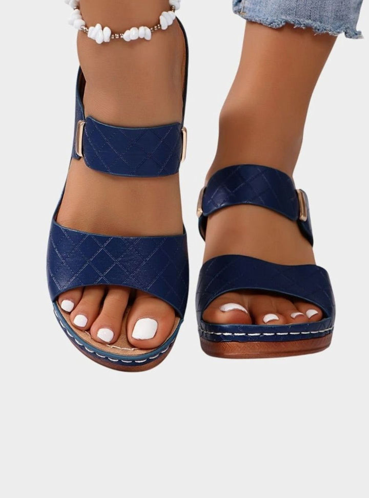 Women's Quilted Faux-Leather Block-Heel Slip-On Mule Sandals