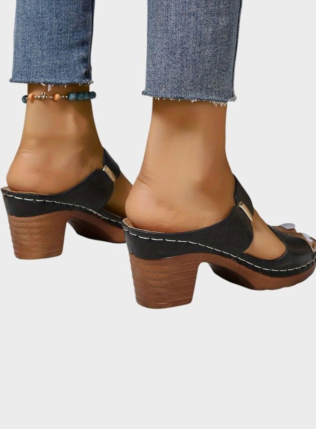 Women's Quilted Faux-Leather Block-Heel Slip-On Mule Sandals