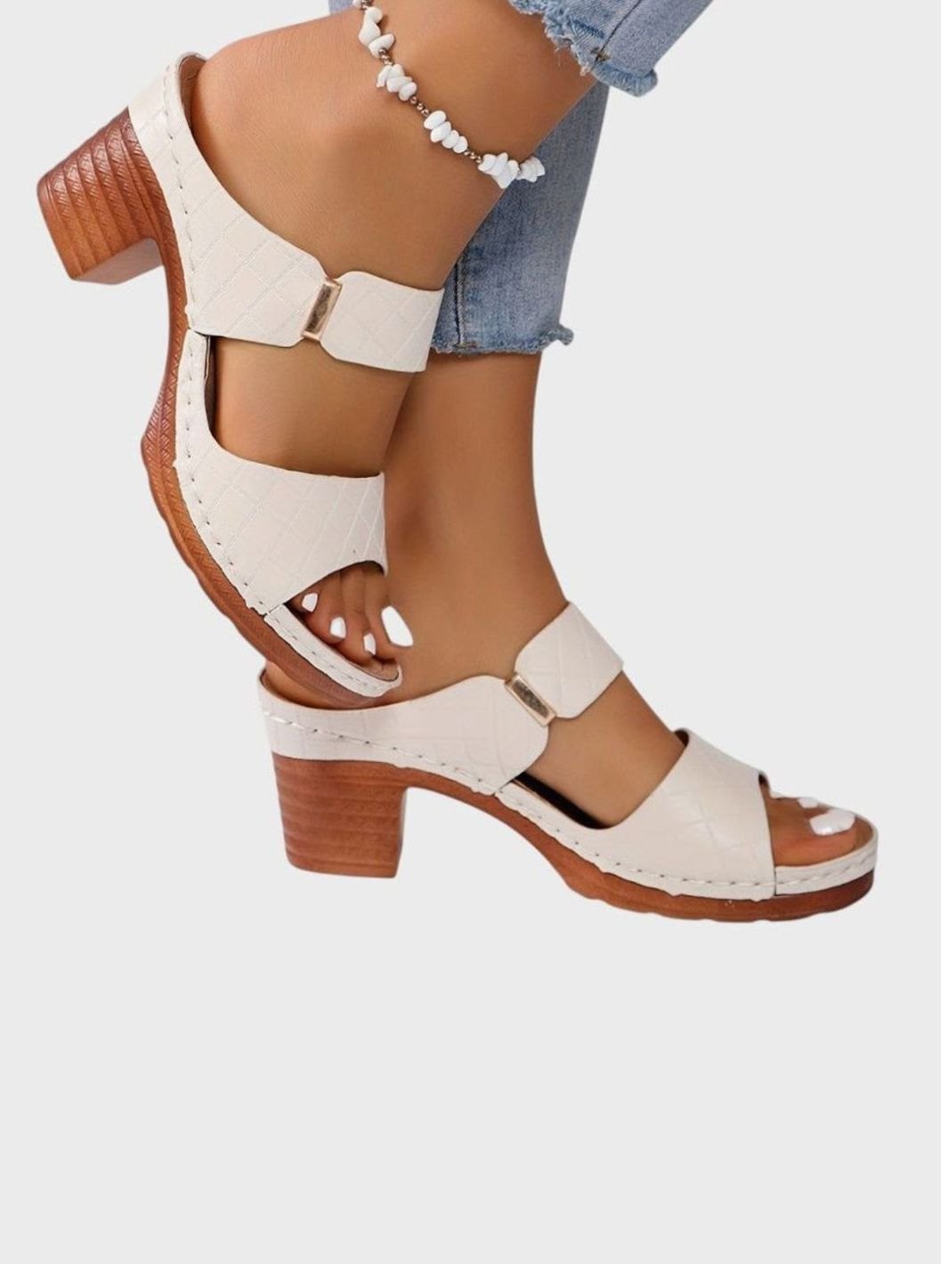 Women's Quilted Faux-Leather Block-Heel Slip-On Mule Sandals