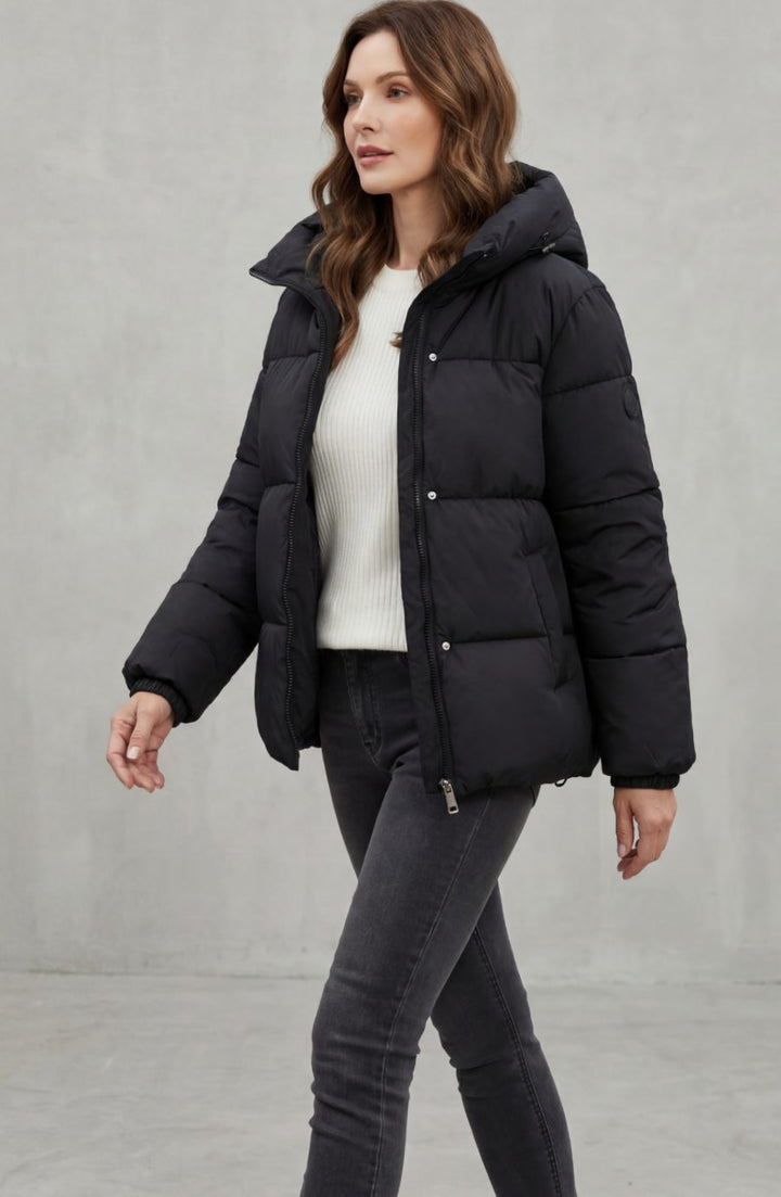 Women's Quilted Hooded Puffer Jacket Padded Winter Coat