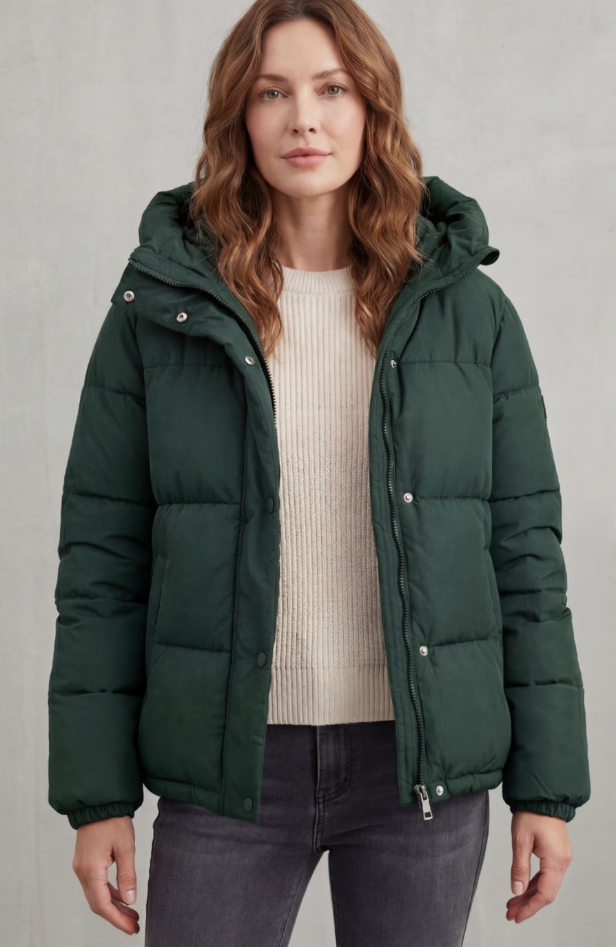 Women's Quilted Hooded Puffer Jacket Padded Winter Coat