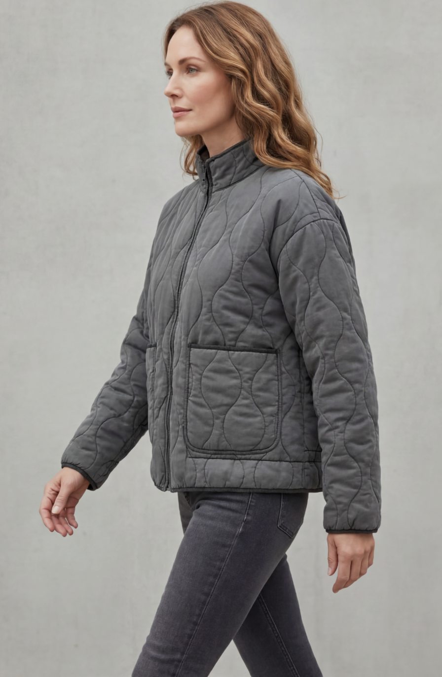 Women's Quilted Padded Jacket Zip-Up Puffer Coat