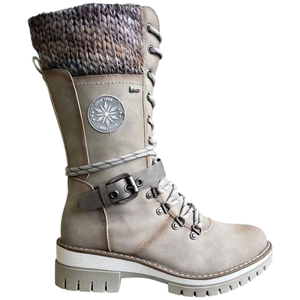 Women's Reagan Knit-Cuff Lace-Up Orthopedic Winter Boots - Grey