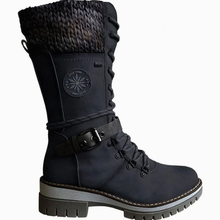 Women's Reagan Knit-Cuff Lace-Up Orthopedic Winter Boots - Black