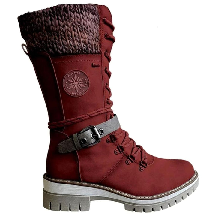 Women's Reagan Knit-Cuff Lace-Up Orthopedic Winter Boots - Red