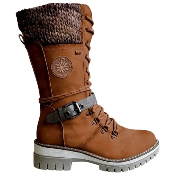Women's Reagan Knit-Cuff Lace-Up Orthopedic Winter Boots - Brown