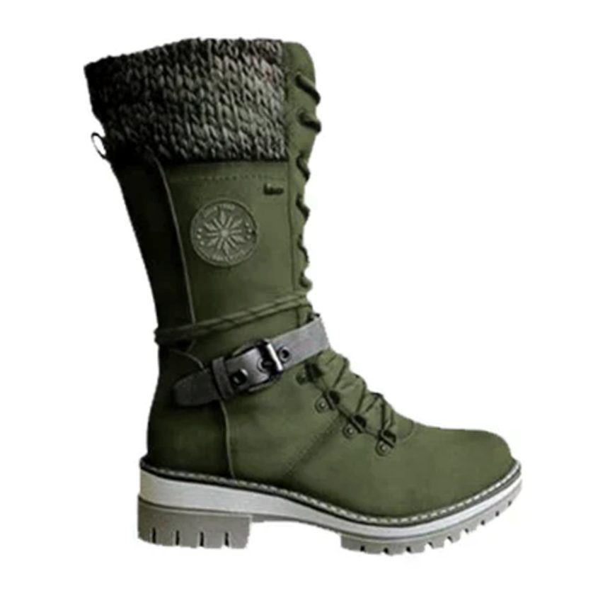 Women's Reagan Knit-Cuff Lace-Up Orthopedic Winter Boots - Green