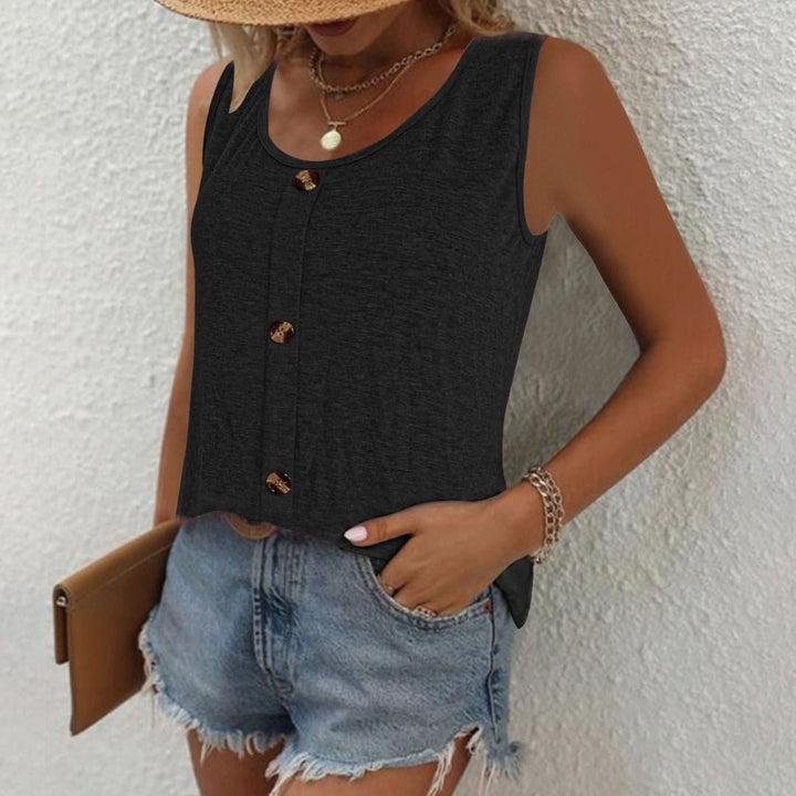 Women's Relaxed-Fit Button-Front Sleeveless Vest Top