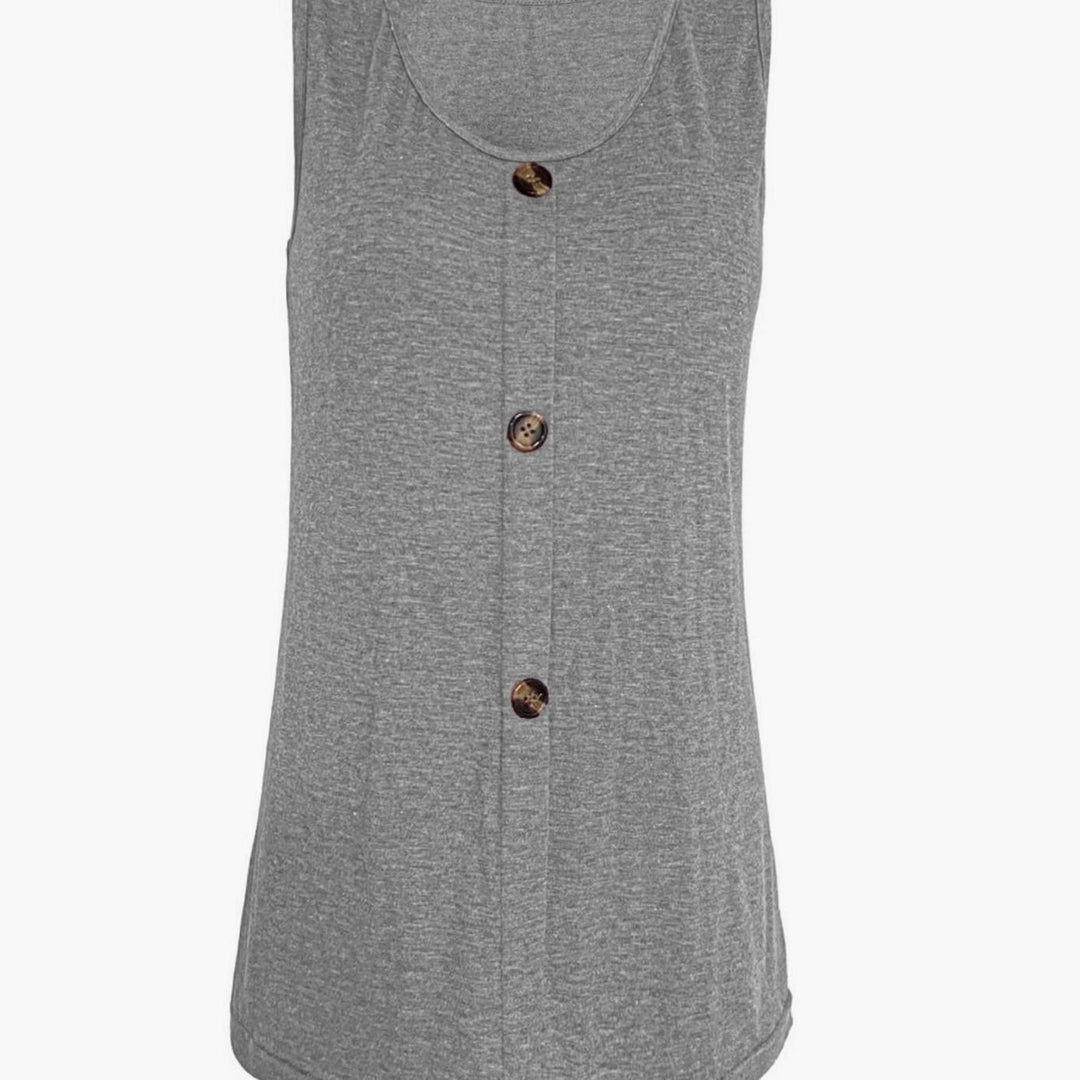 Women's Relaxed-Fit Button-Front Sleeveless Vest Top