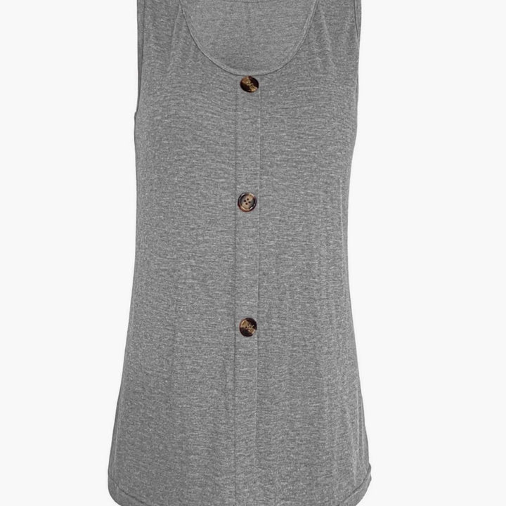 Women's Relaxed-Fit Button-Front Sleeveless Vest Top