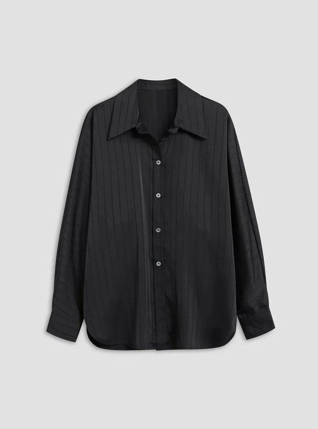 Women's Relaxed-Fit Gold-Button Striped Satin Blouse