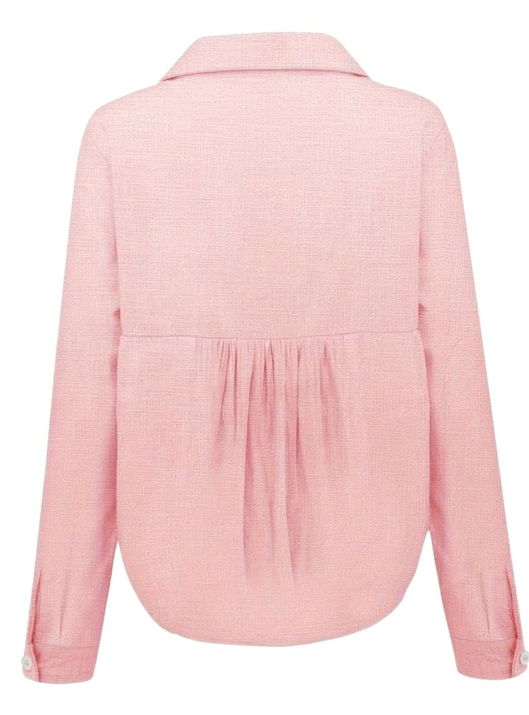Women's Relaxed-Fit Long-Sleeve Linen Button-Down Blouse