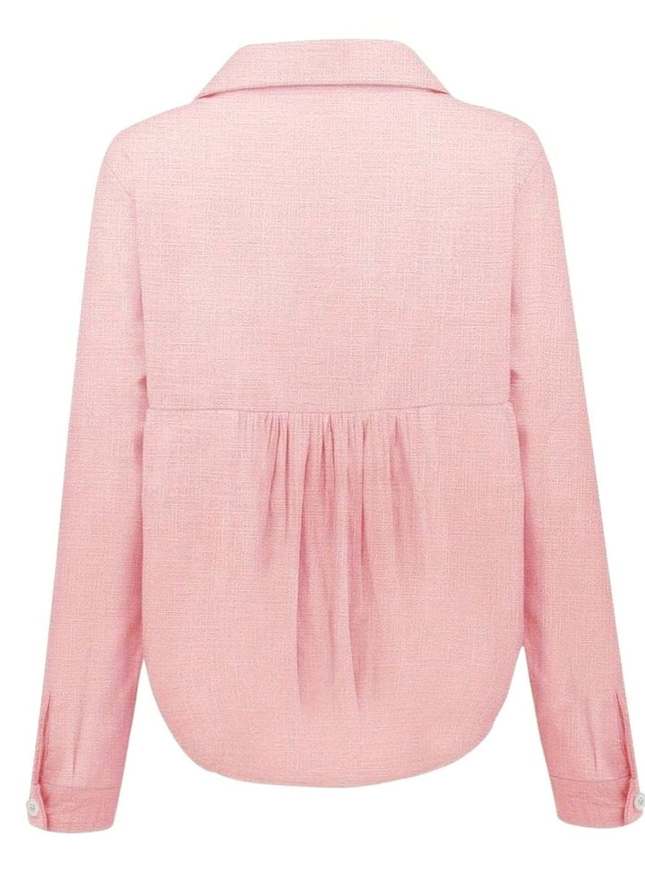 Women's Relaxed-Fit Long-Sleeve Linen Button-Down Blouse