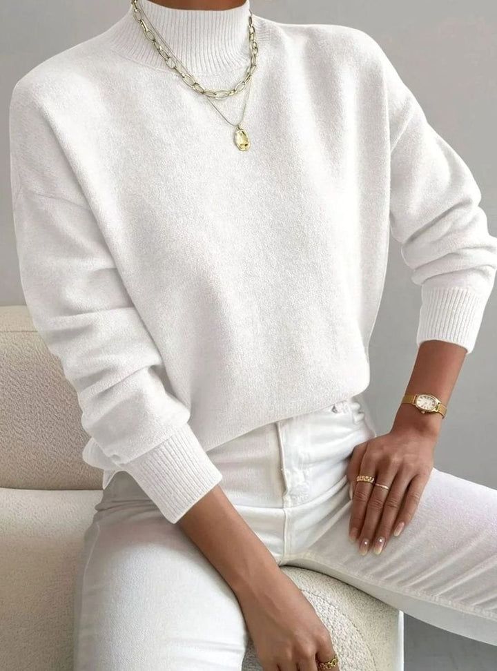 Women's Relaxed-Fit Mock Neck Long Sleeve Knitted Jumper