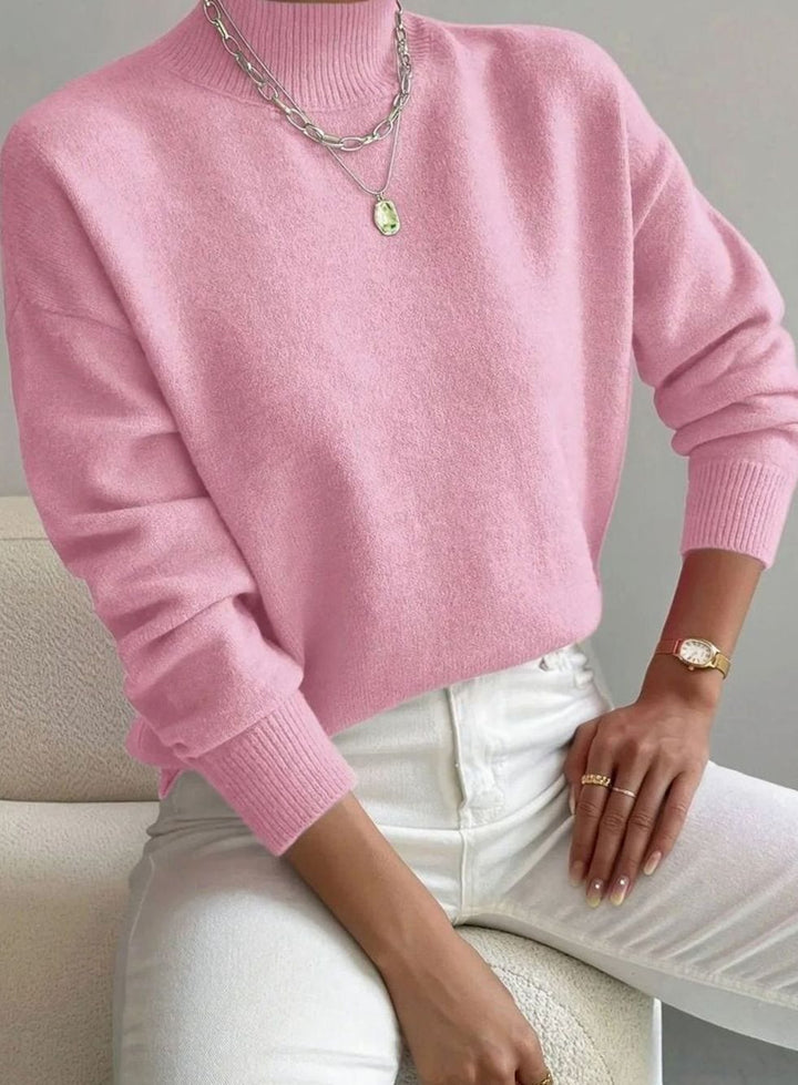 Women's Relaxed-Fit Mock Neck Long Sleeve Knitted Jumper