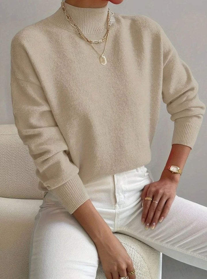 Women's Relaxed-Fit Mock Neck Long Sleeve Knitted Jumper