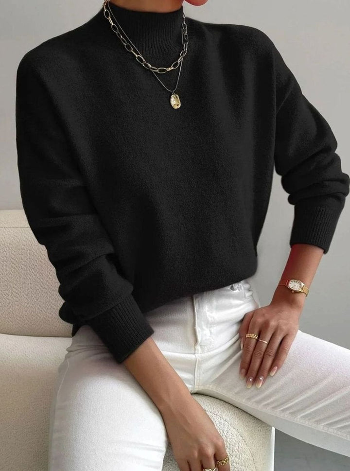 Women's Relaxed-Fit Mock Neck Long Sleeve Knitted Jumper