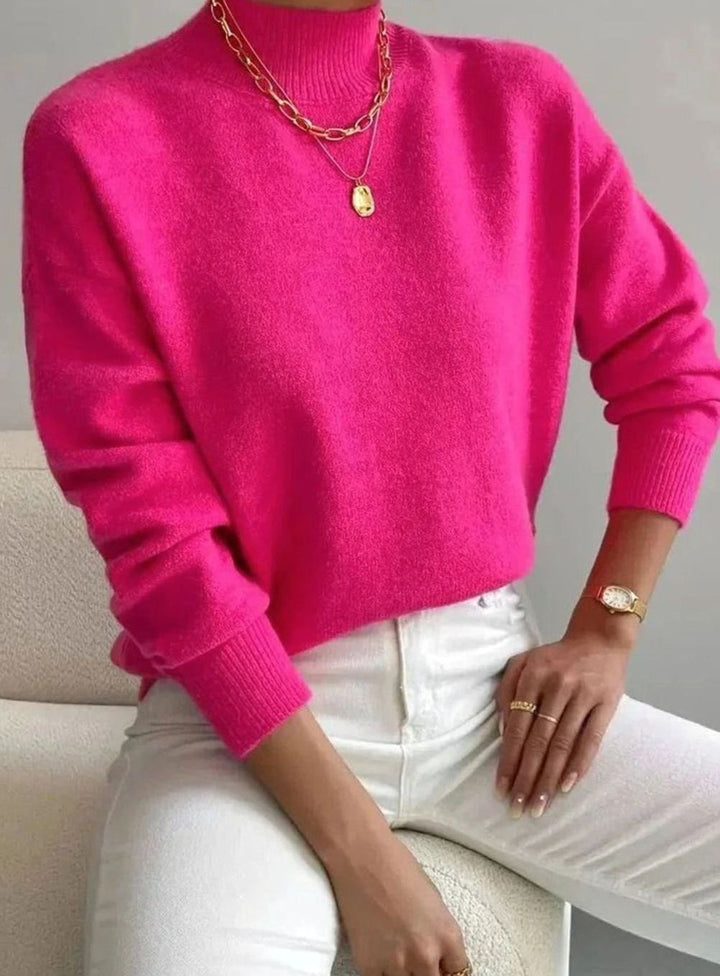 Women's Relaxed-Fit Mock Neck Long Sleeve Knitted Jumper