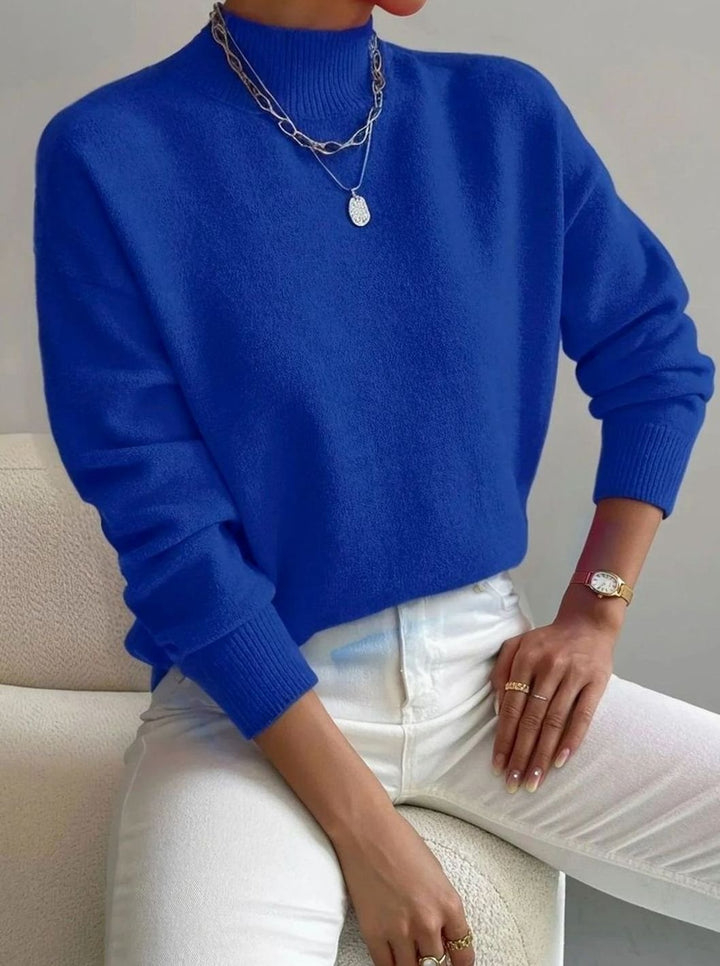 Women's Relaxed-Fit Mock Neck Long Sleeve Knitted Jumper