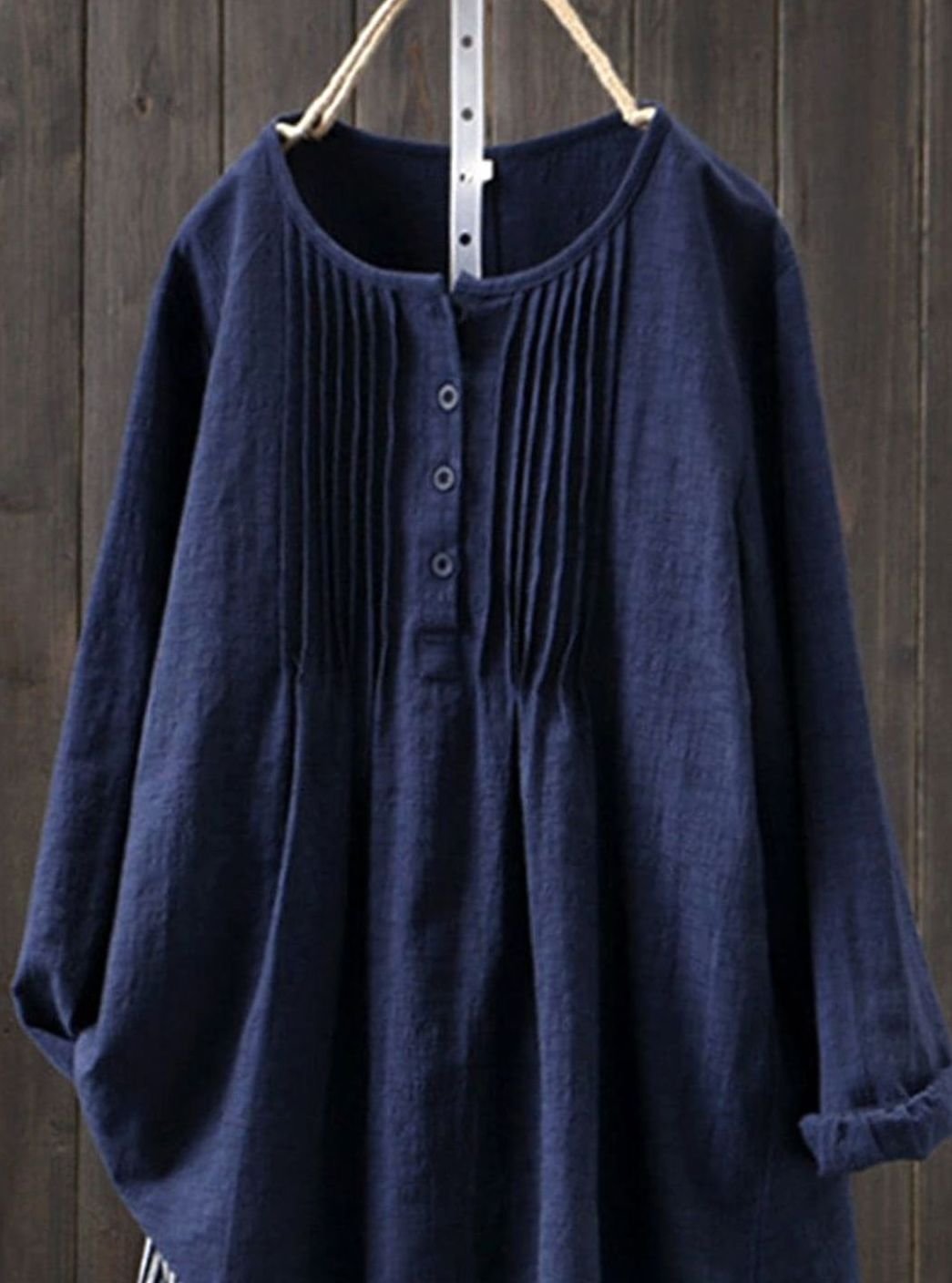 Women's Relaxed-Fit Pintuck Long-Sleeve Linen Blouse