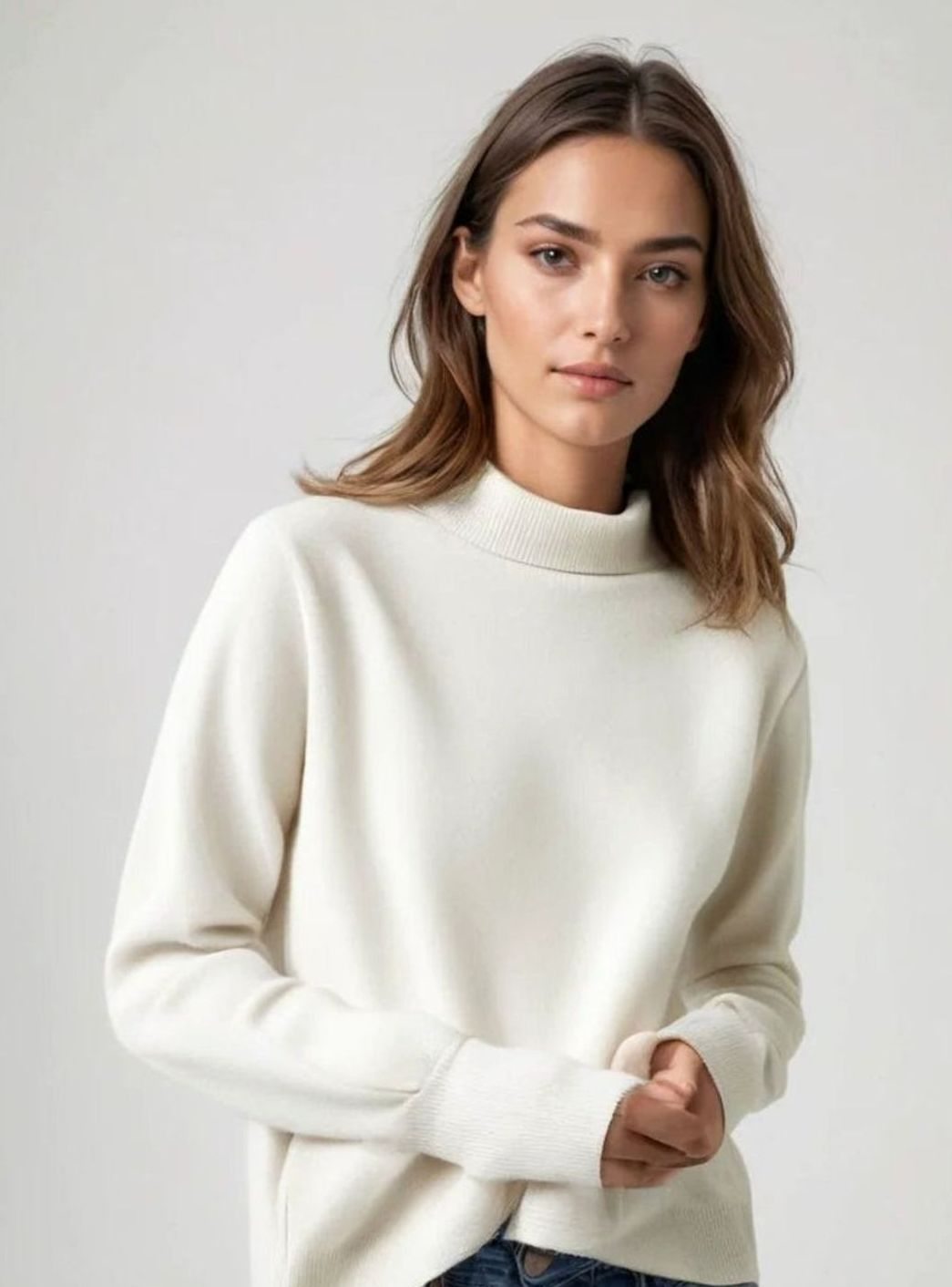 Women's Relaxed-Fit Roll Neck Knitted Jumper