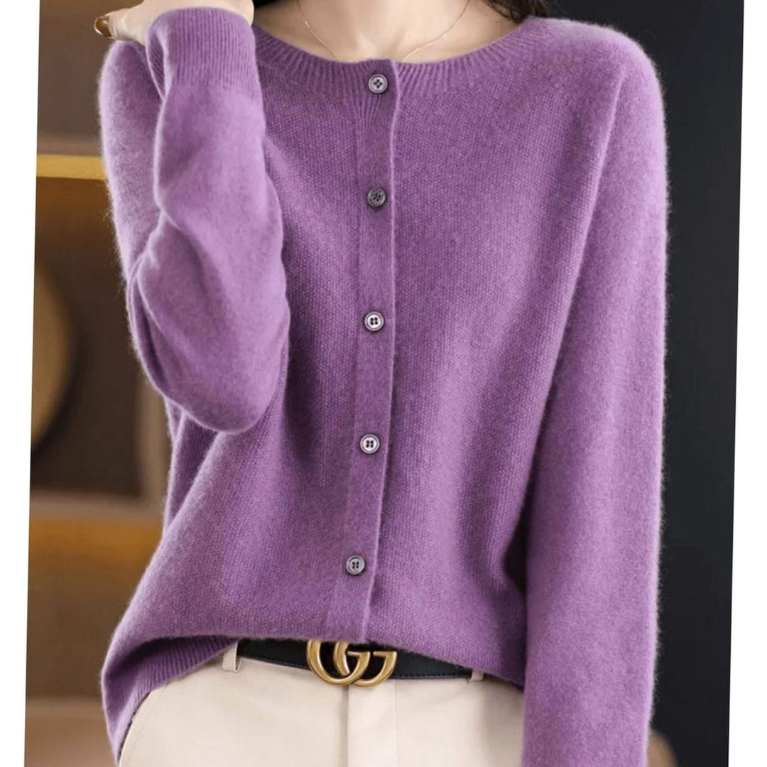 Women's Relaxed-Fit Round-Neck Button-Down Knit Cardigan