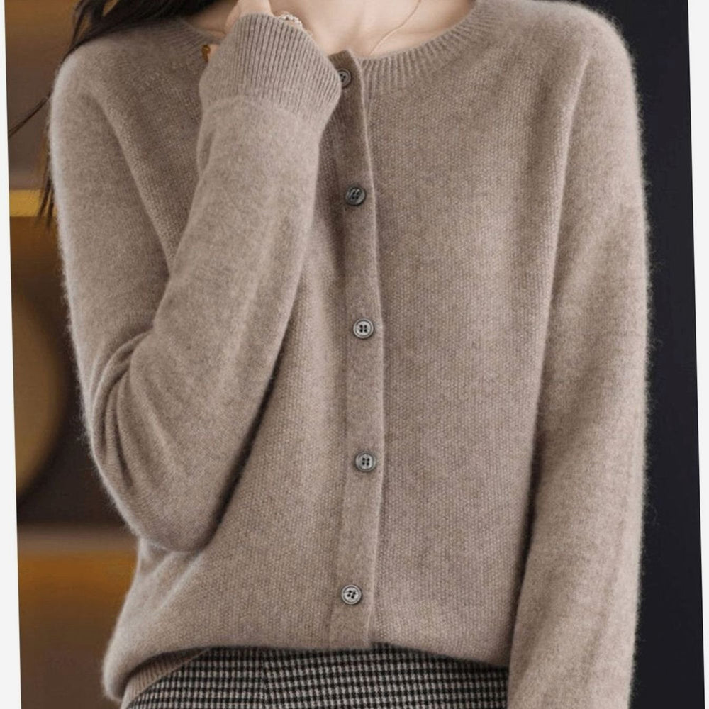 Women's Relaxed-Fit Round-Neck Button-Down Knit Cardigan