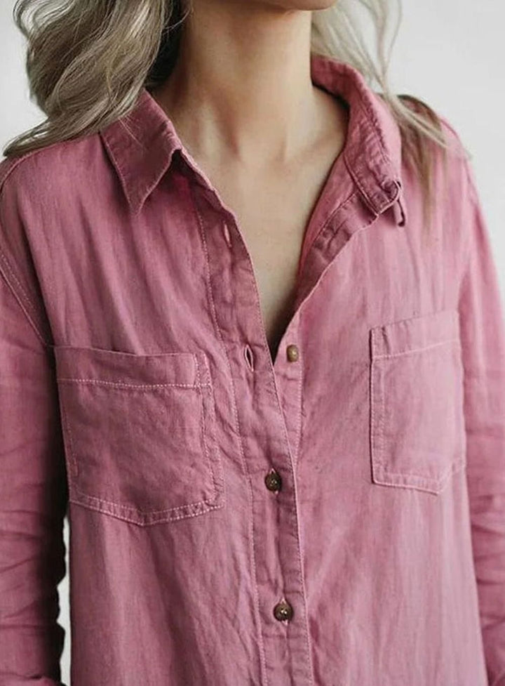 Women's Relaxed Linen Long-Sleeve Vintage Boilersuit Jumpsuit